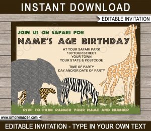 Safari Or Zoo Party Invitations Template Birthday Party for proportions 1300 X 1126