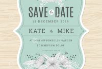 Save The Date Wedding Invitation Card Template With Hand Drawn in sizing 1300 X 1390