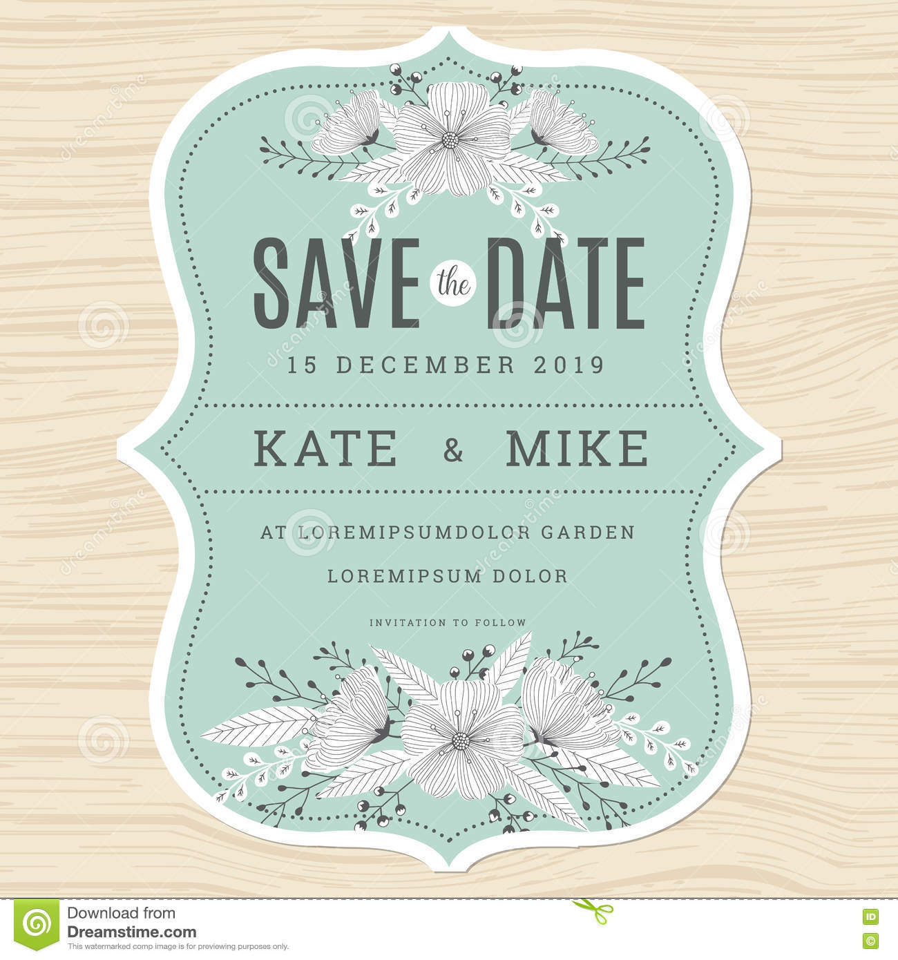 Save The Date Wedding Invitation Card Template With Hand Drawn in sizing 1300 X 1390