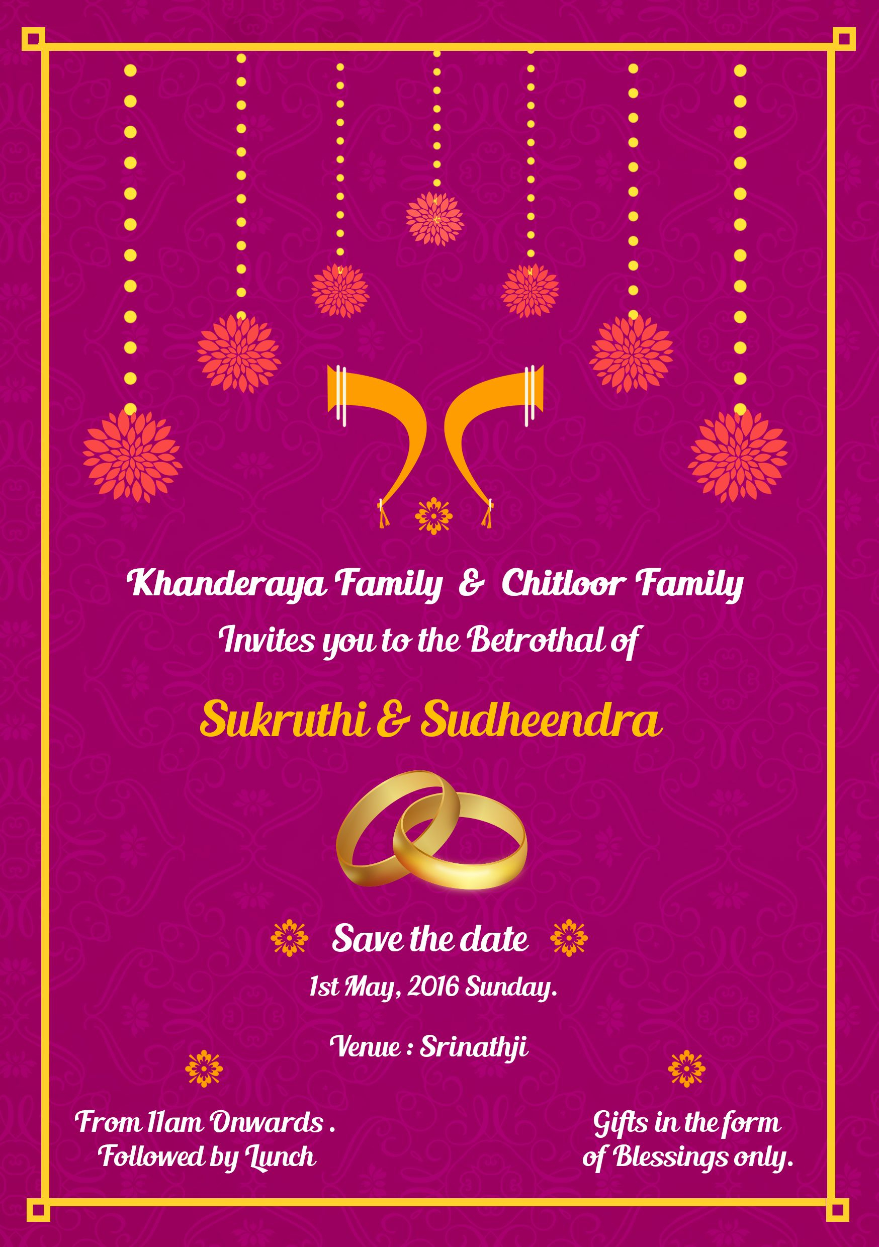 Simple South Indian Ring Ceremony Invite Card Design Designed pertaining to measurements 1748 X 2480