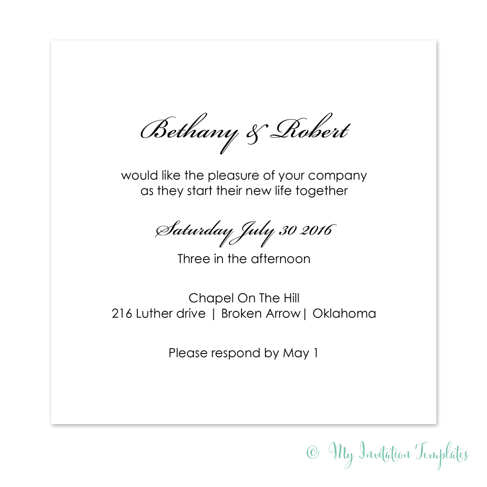 Simple Wedding Invitation Template Diy Minimalist Square Invites in proportions 1000 X 1000