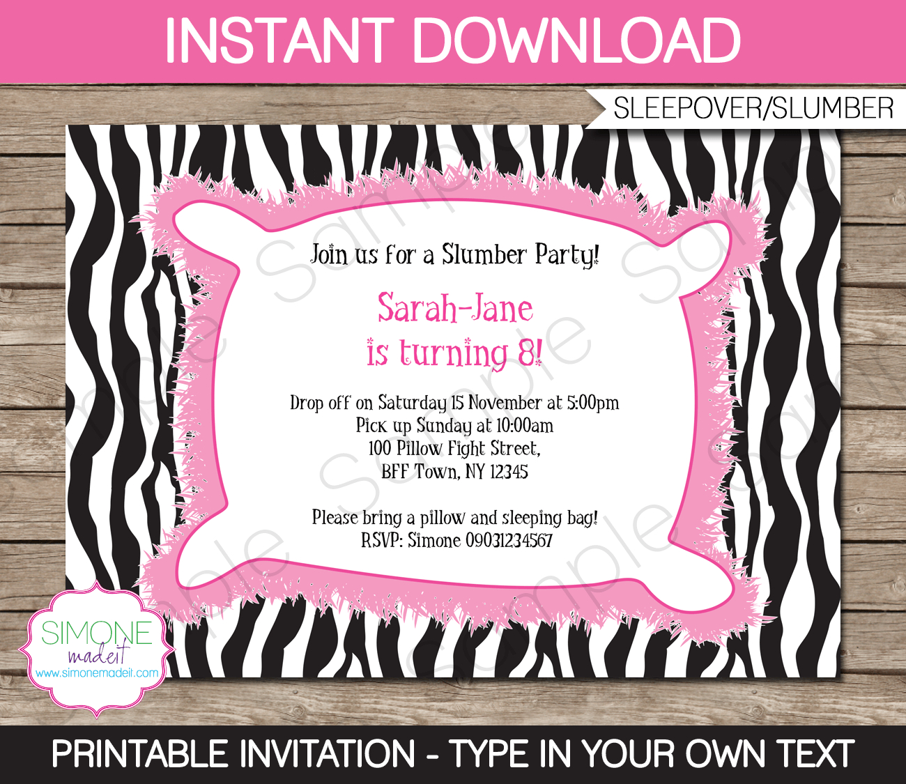 Slumber Party Invitations Template Sleepover Birthday Party for sizing 1300 X 1125