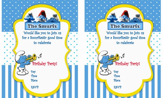 Smurfs Birthday Invitations Birthday Printable pertaining to proportions 1228 X 868