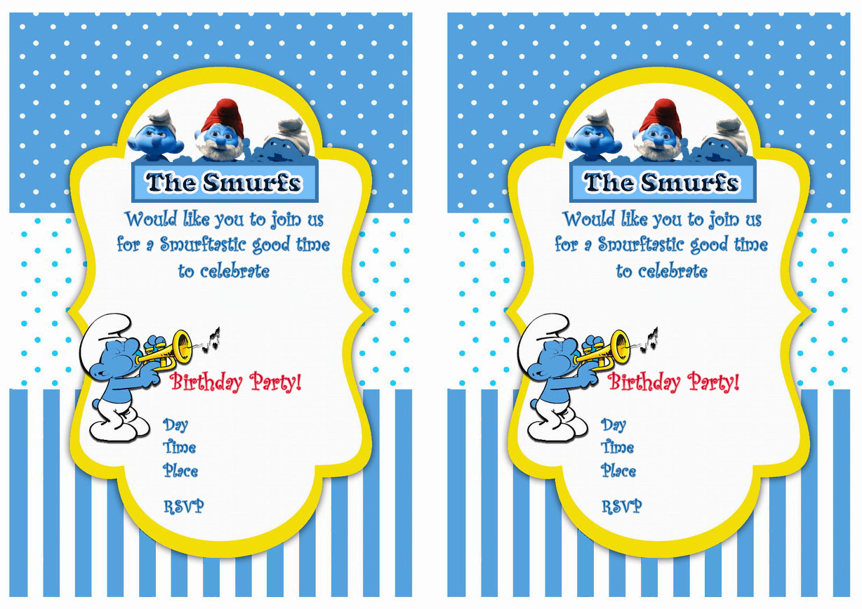 Smurfs Birthday Invitations Birthday Printable pertaining to proportions 1228 X 868