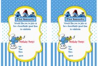 Smurfs Birthday Invitations Birthday Printable pertaining to size 1228 X 868