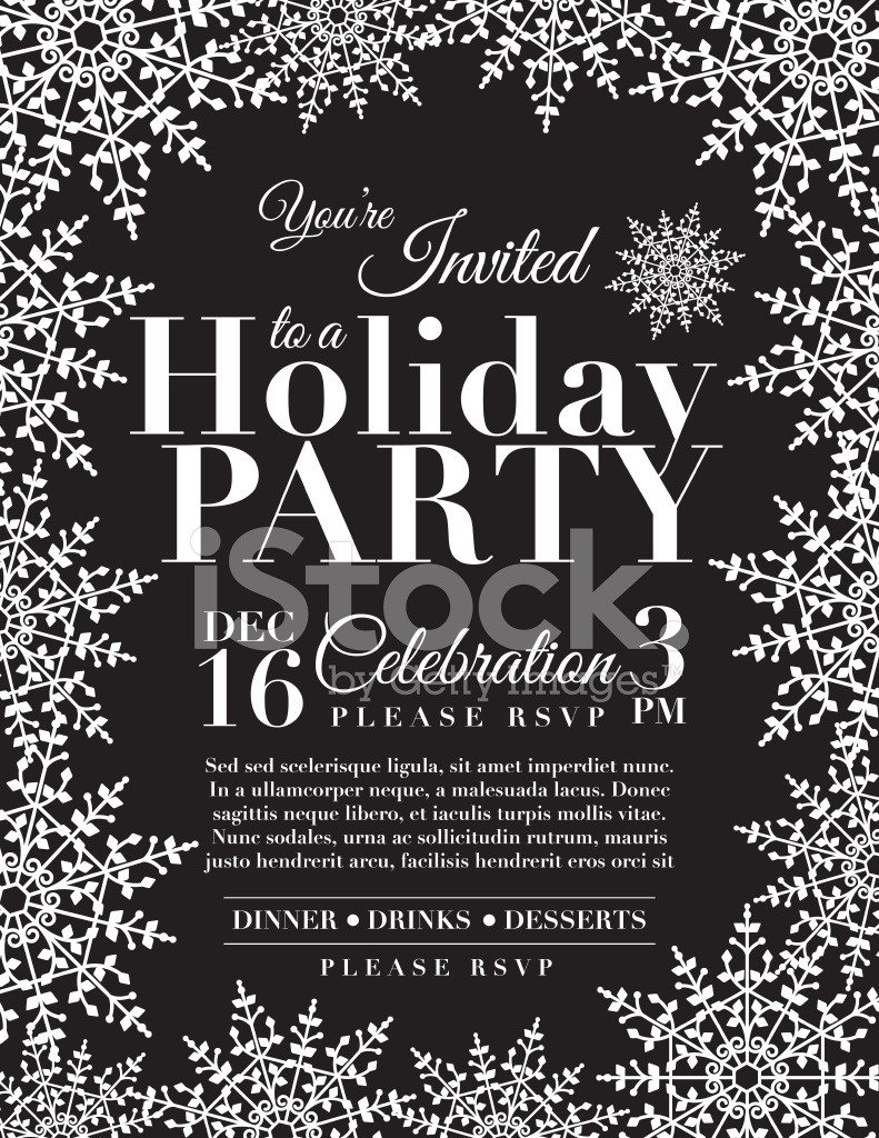 Snowflake Holiday Party Invitation Template Blue Stock Vector within measurements 791 X 1024