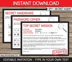 Spy Invitation Template Secret Agent Birthday Party Secret Etsy in sizing 1300 X 1126