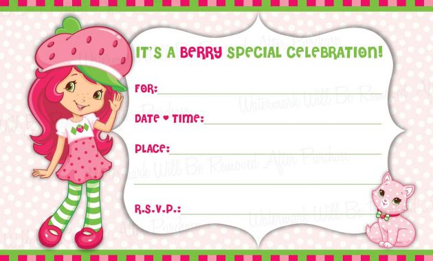 Strawberry Shortcake Free Printable Birthday Invitations Projects throughout size 1500 X 1000