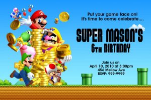 Super Mario Bros Birthday Invitations Free Printable Birthday in proportions 1500 X 1000