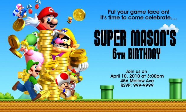 Super Mario Bros Birthday Invitations Free Printable Birthday in proportions 1500 X 1000