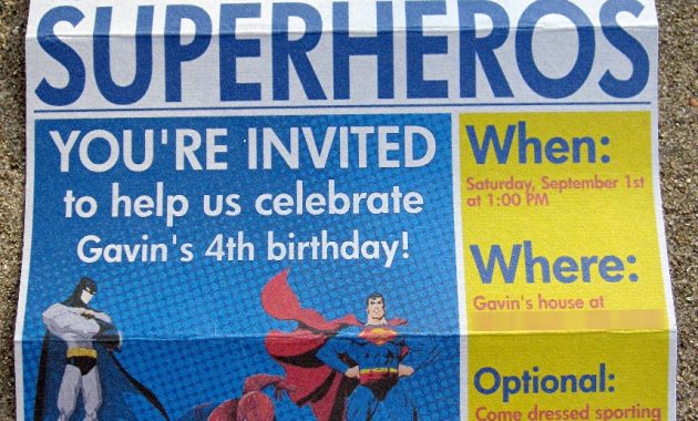 Superhero Newspaper Birthday Invitation The Scrap Shoppe inside measurements 856 X 1076