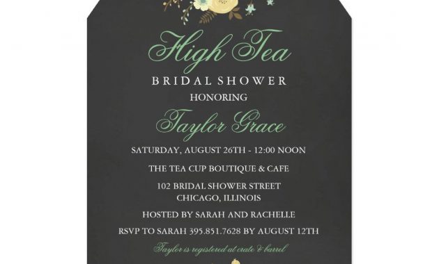 Tea Bag High Tea Bridal Shower Invitation Chalkboard Bridal Shower throughout measurements 1104 X 1104