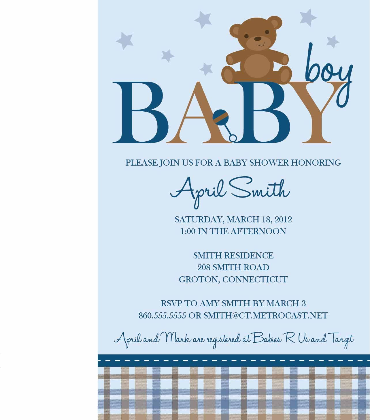 Teddy Bear Ba Shower Templates Ba Shower Invitations For Boys throughout size 1284 X 1456