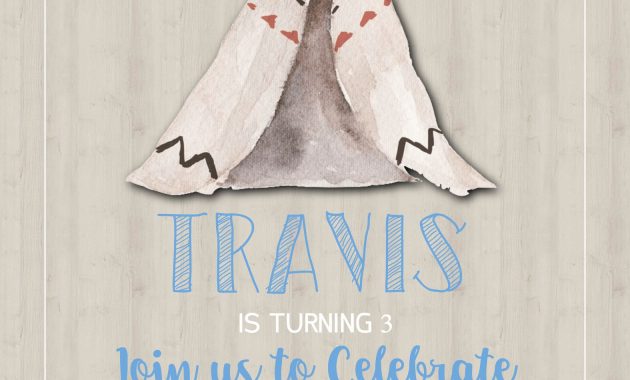 Teepee Birthday Party Invitation Template Rustic Birthday in proportions 1575 X 2175