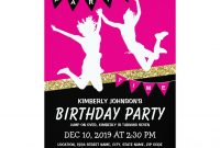 Trampoline Park Girl Pink Kids Birthday Party Invitation In 2018 intended for proportions 1104 X 1104