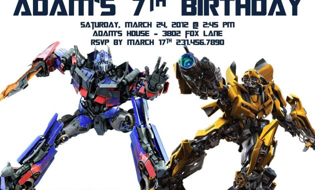 Transformers Birthday Invitation Template Party Alistairs 5th intended for dimensions 1500 X 1071