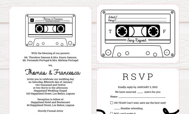 Tvw013 Cassette Tape Wedding Invitation Diy Printable Template for size 1000 X 1000