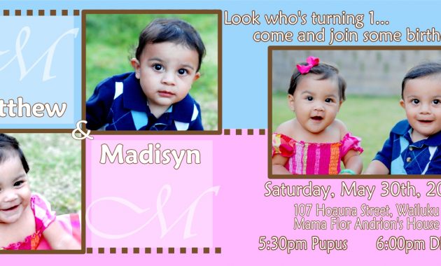 Twin Birthday Invitations Twin Birthday Invitations For Best for sizing 1480 X 682