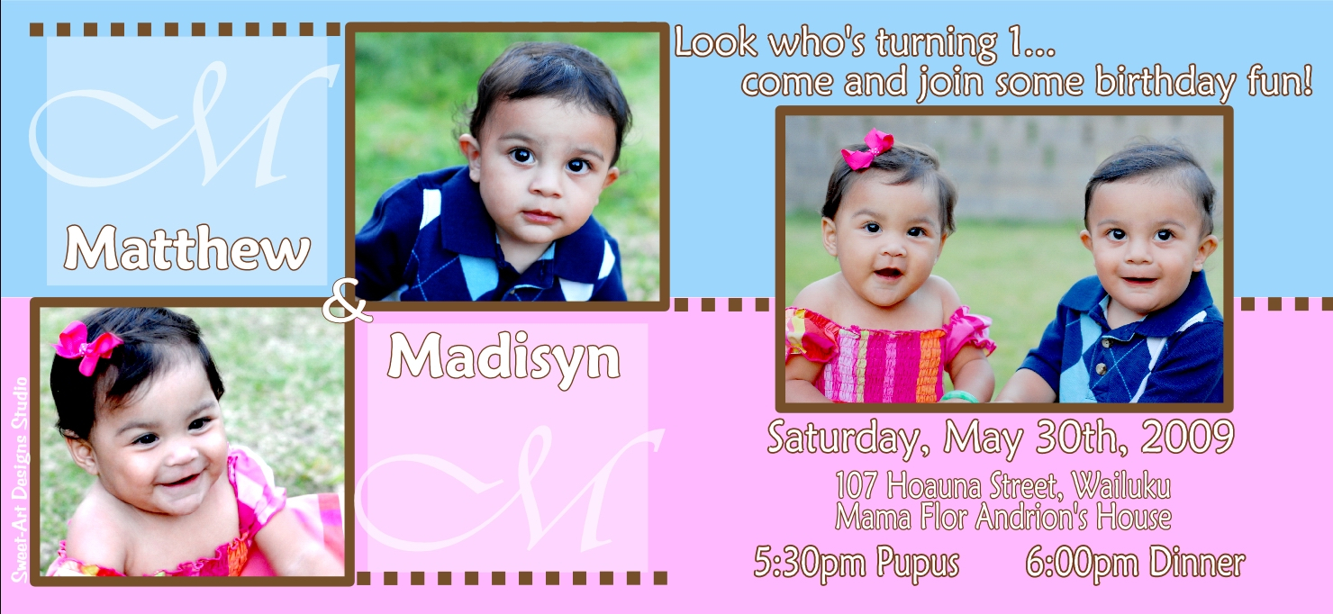 Twin Birthday Invitations Twin Birthday Invitations For Best for sizing 1480 X 682