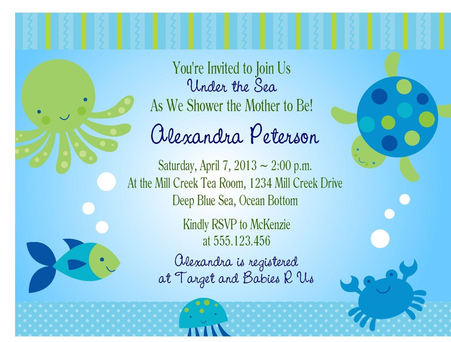 Under The Sea Ba Shower Invitations Free Templates Invitations intended for proportions 1500 X 1139