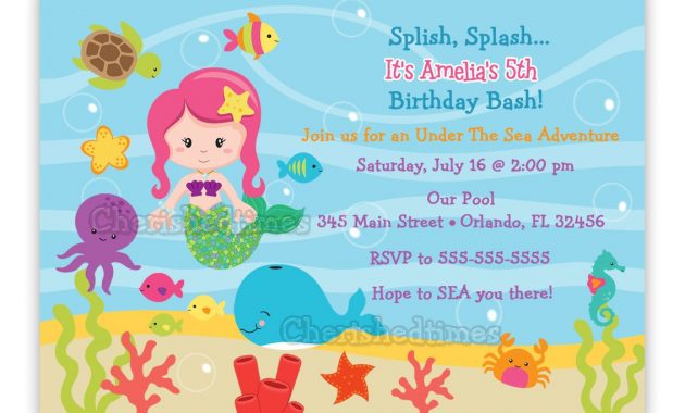 Under The Sea Birthday Invitations Wording 5 Yr Old Bday Party inside proportions 1133 X 843