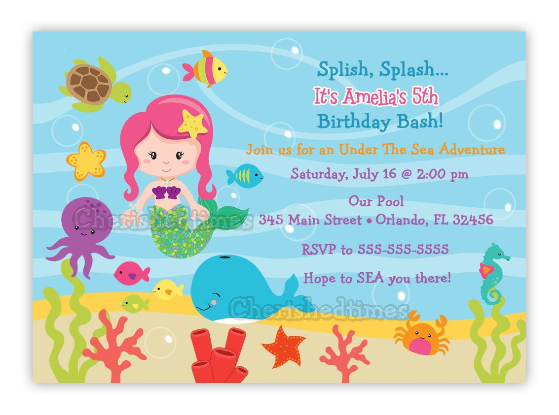 Under The Sea Birthday Invitations Wording 5 Yr Old Bday Party pertaining to proportions 1133 X 843