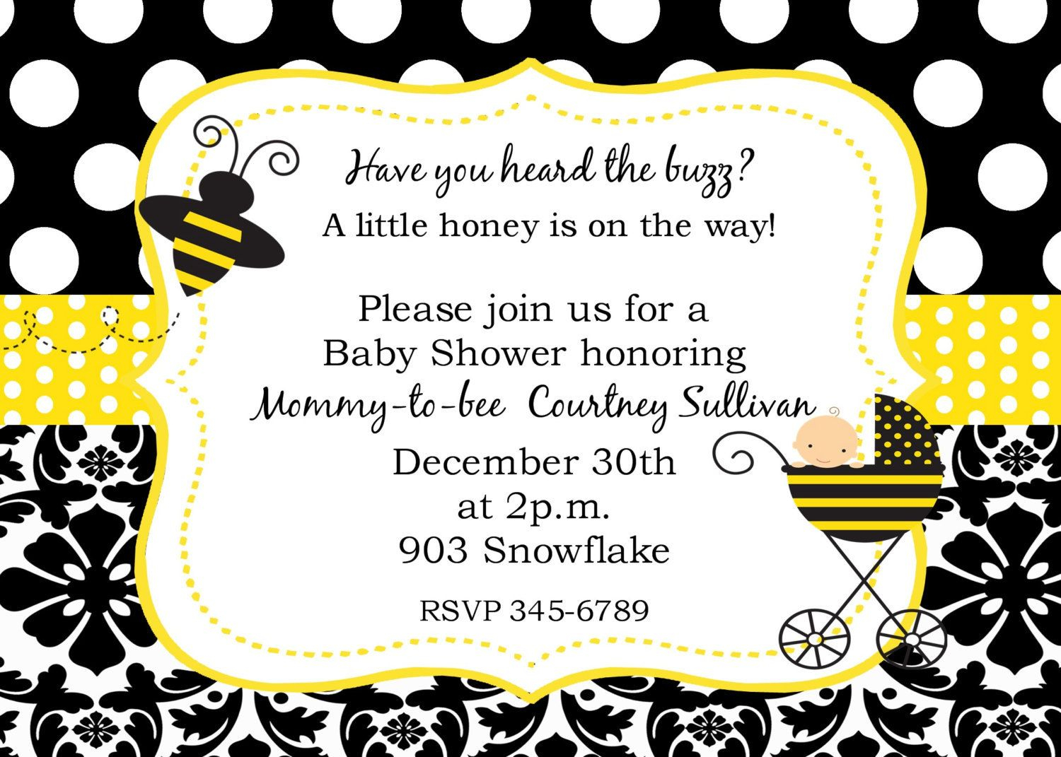 Unique Ideas For Bumble Bee Ba Shower Invitations Designs Ideas with measurements 1500 X 1071