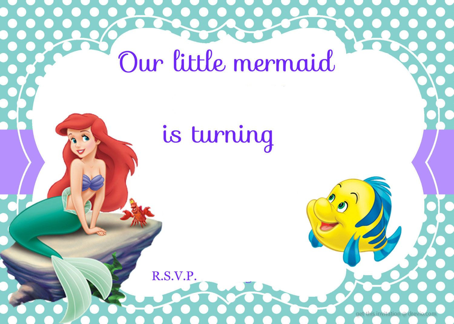 Updated Free Printable Ariel The Little Mermaid Invitation Template with regard to measurements 1500 X 1071