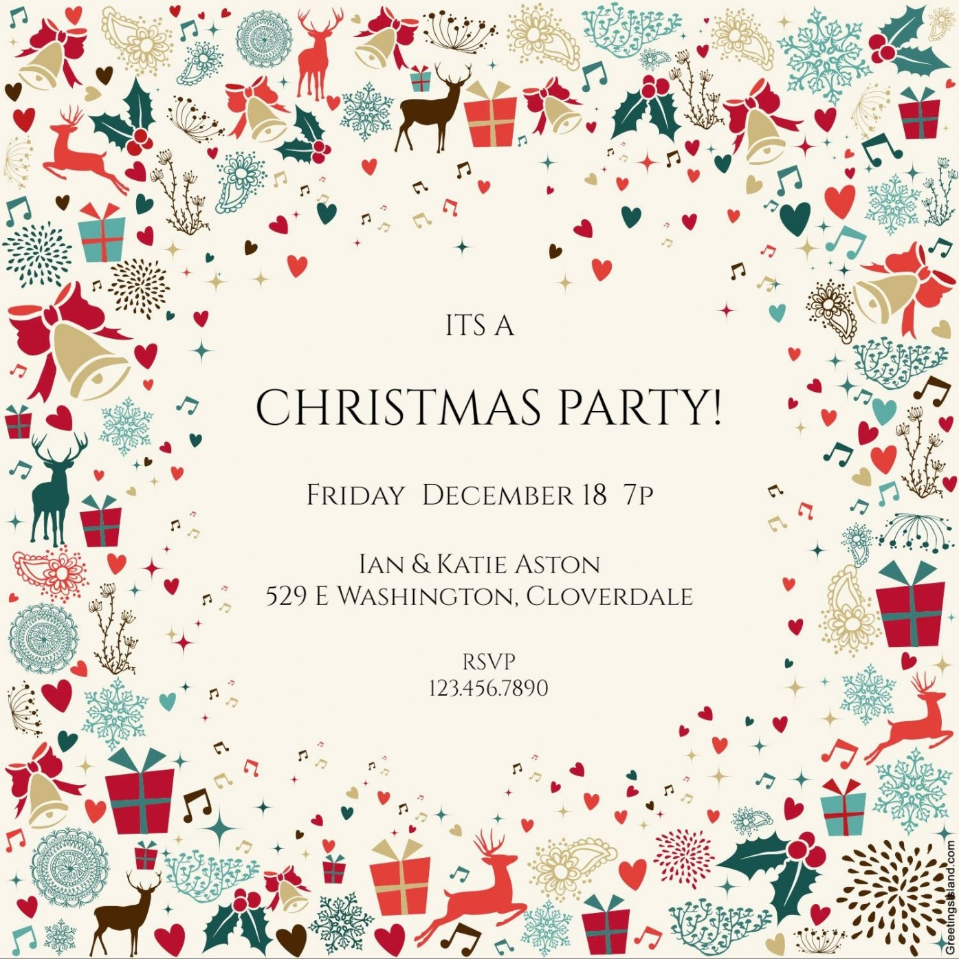 Vintage Christmas Invitation Template Christmas Template with regard to sizing 1395 X 1395