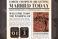 Vintage Newspaper Journal Wedding Invitation Vector Design Template in measurements 1126 X 1300