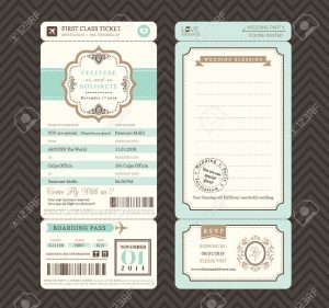 Vintage Style Boarding Pass Ticket Wedding Invitation Template throughout proportions 1300 X 1218