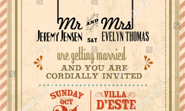 Vintage Wedding Invitation Card Template Vectorillustration Stock for proportions 1128 X 1600