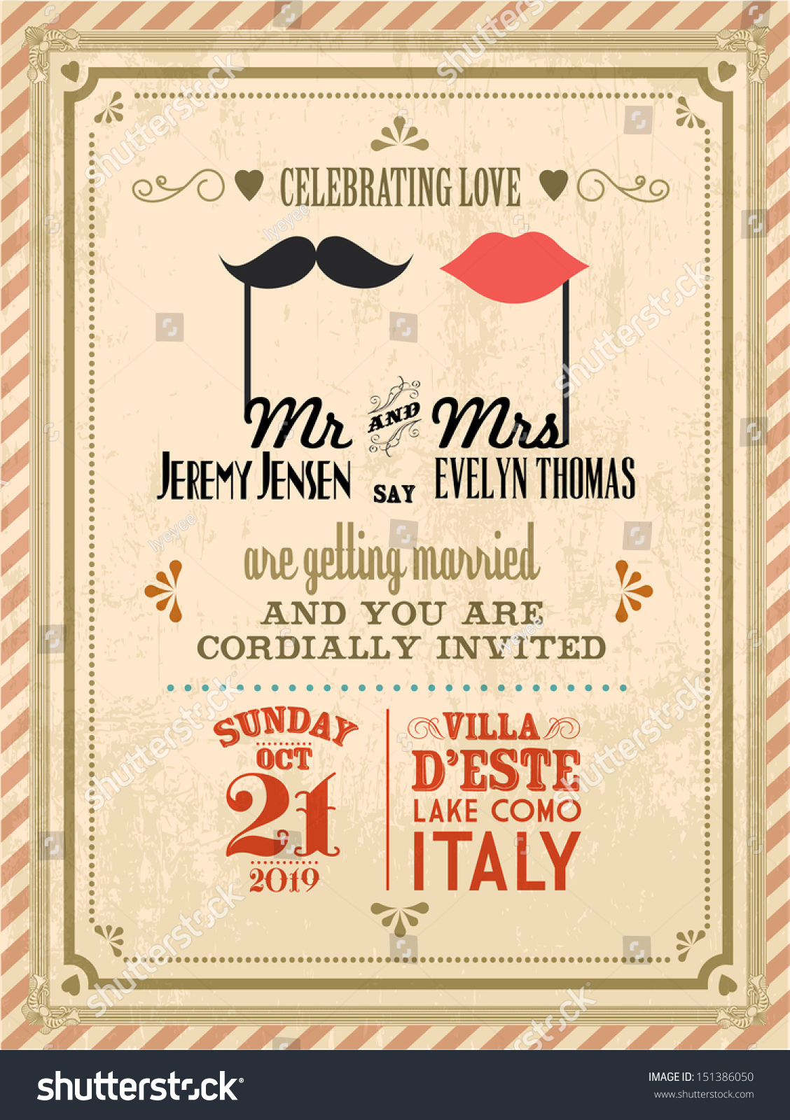 Vintage Wedding Invitation Card Template Vectorillustration Stock for proportions 1128 X 1600