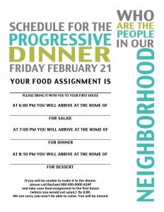 Ward Neighborhood Progressive Dinner Activity Quail Ridge in proportions 1237 X 1600