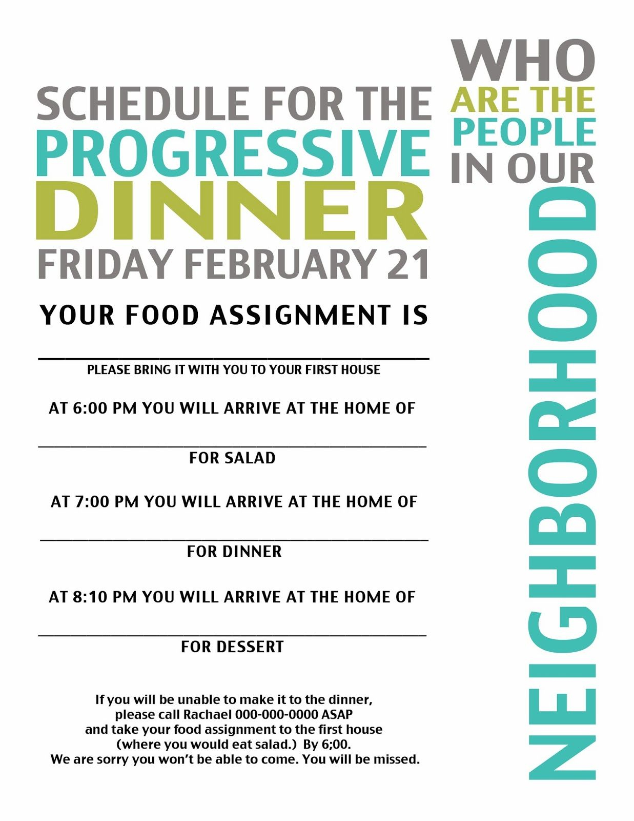 Ward Neighborhood Progressive Dinner Activity Quail Ridge in proportions 1237 X 1600