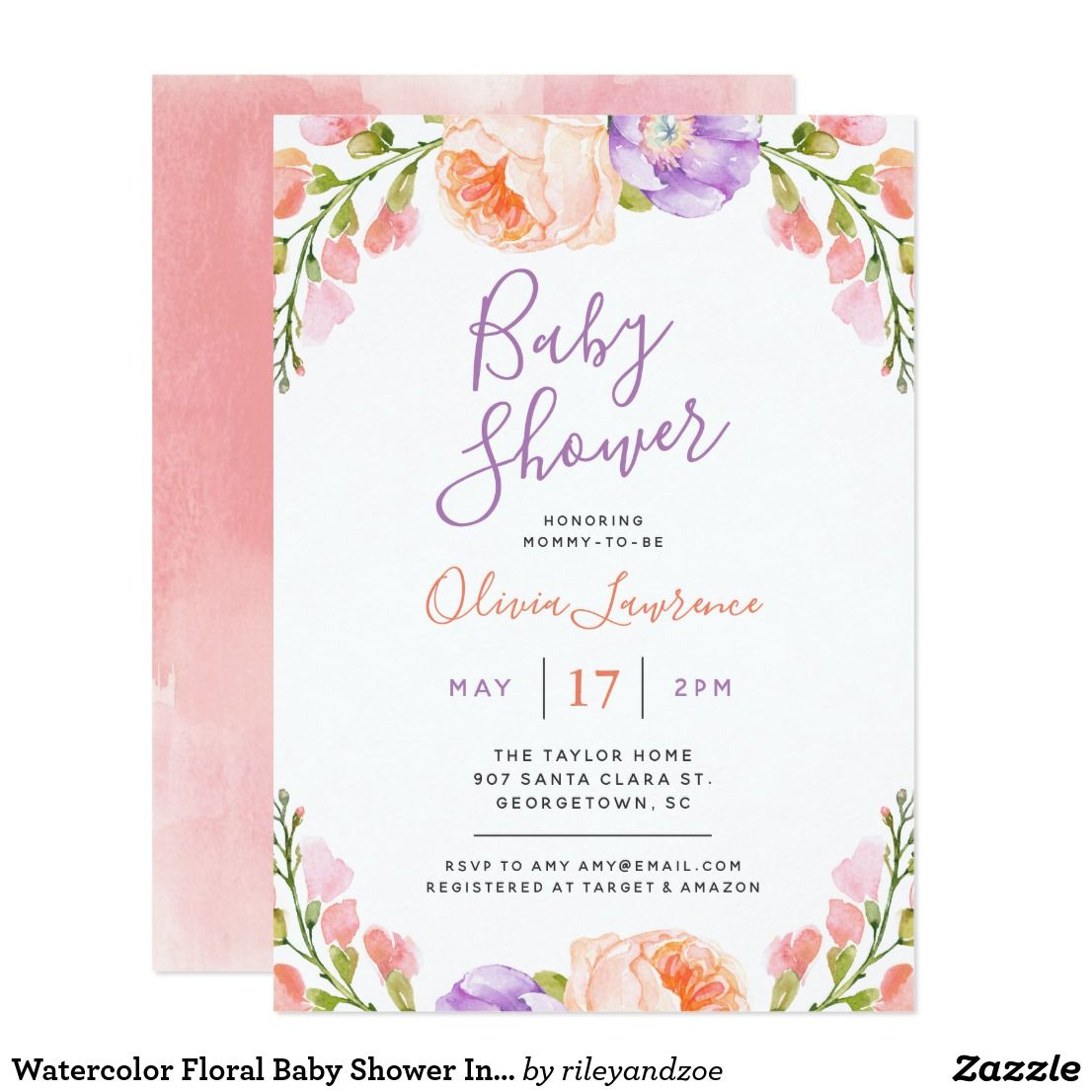 Watercolor Floral Ba Shower Invitation In 2018 Babies And Ba regarding dimensions 1106 X 1106