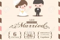 Wedding Invitation Card Template With Cute Groom And Bride Cartoon regarding sizing 975 X 1300