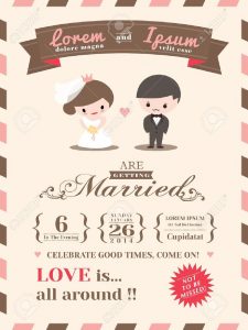 Wedding Invitation Card Template With Cute Groom And Bride Cartoon regarding sizing 975 X 1300