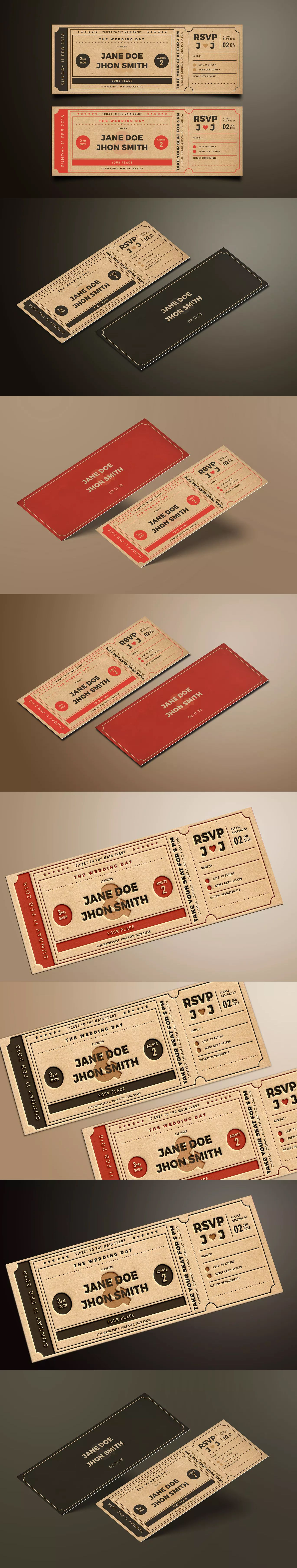 Wedding Invitation Movie Ticket Template Ai Psd Invitation Card throughout size 1370 X 7228