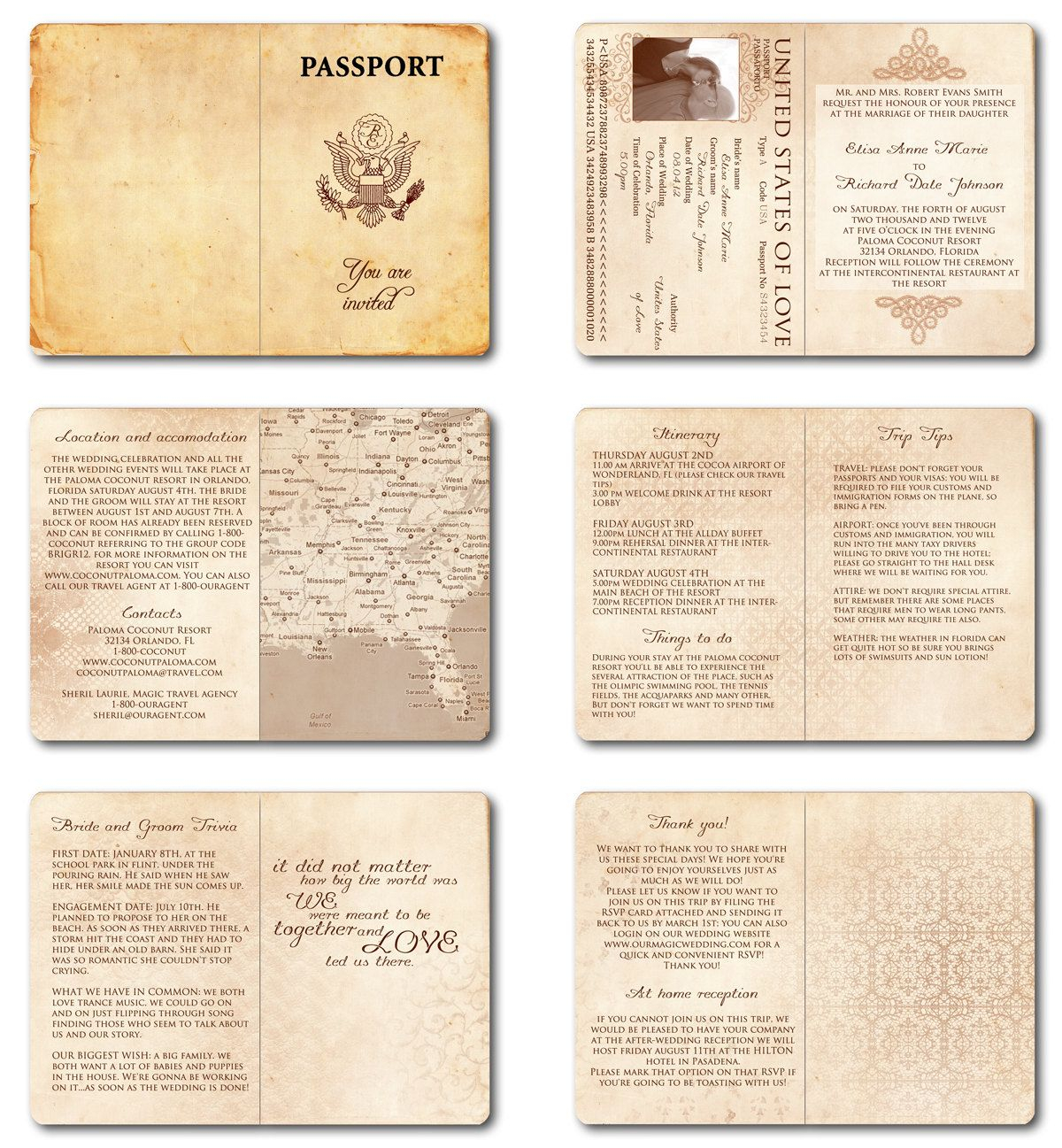 Wedding Invitation Passport Printable Template Vintage Passport 6 inside measurements 1200 X 1297