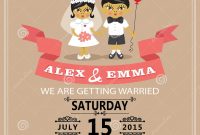 Wedding Invitation With Cartoon Asian Ba Bride And Groom Stock regarding measurements 1300 X 1390