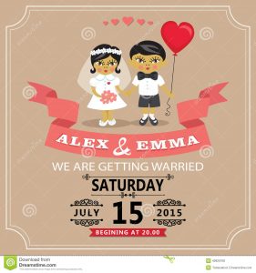 Wedding Invitation With Cartoon Asian Ba Bride And Groom Stock regarding measurements 1300 X 1390