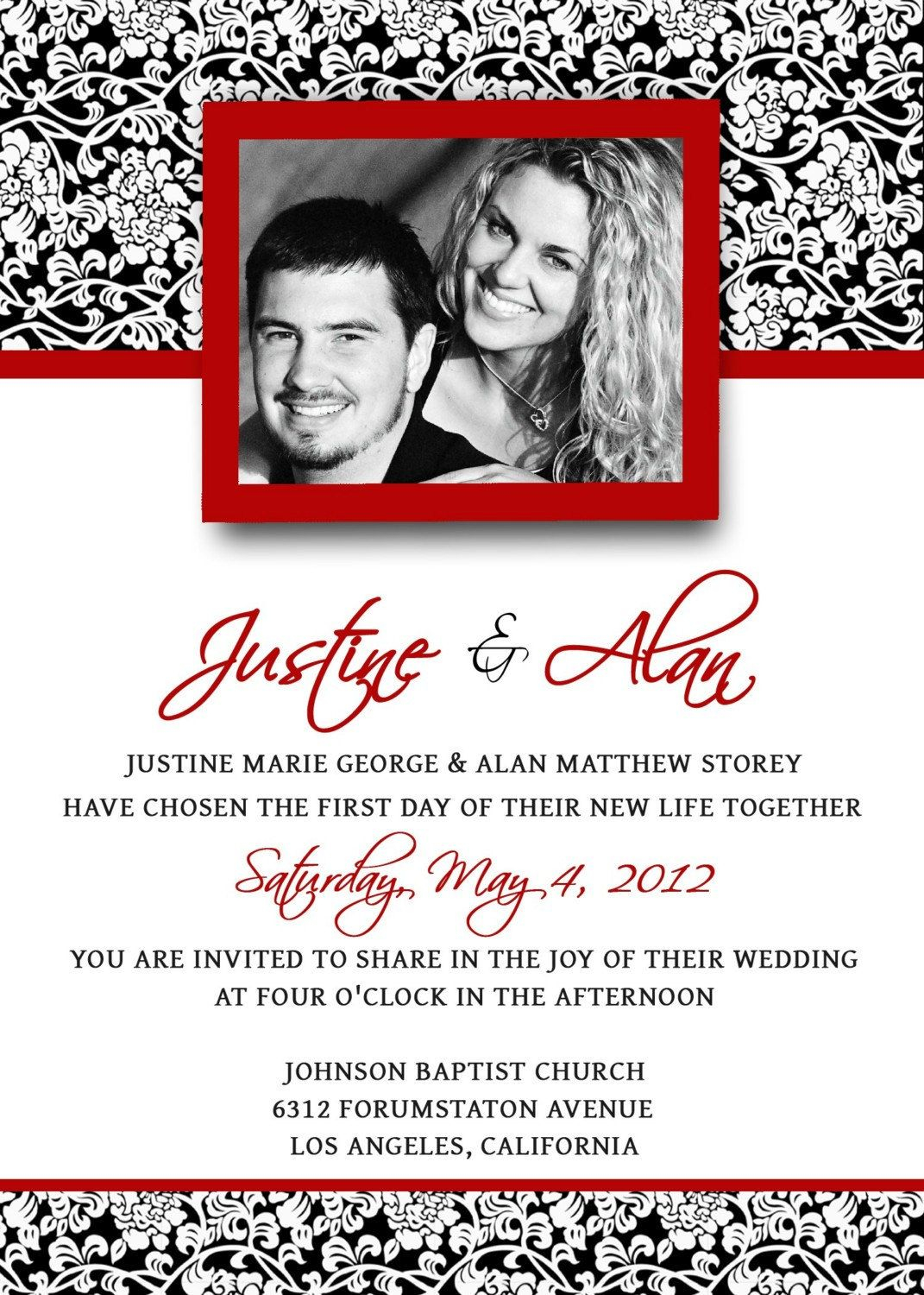 Wedding Invitations Template Psd Photoshop Gimp Damask Red inside proportions 1071 X 1500