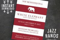 White Elephant Invitation Template Diy Printable White Etsy for size 1500 X 1500