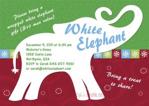 White Elephant Party Invitation Invitation With White Elephant Gift with regard to proportions 1050 X 750