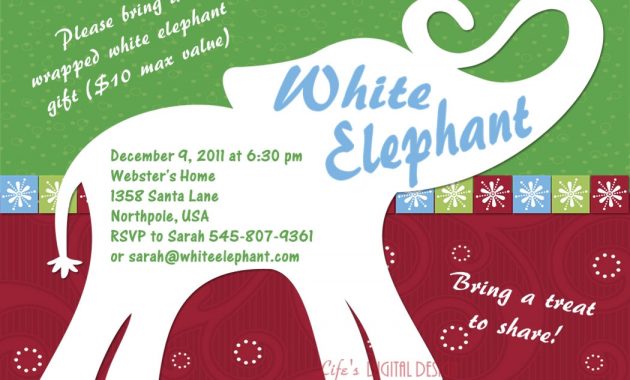 White Elephant Party Invitation Invitation With White Elephant Gift with regard to proportions 1050 X 750
