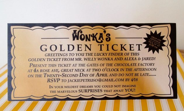 Willy Wonka Golden Ticket Invitation Digital Printable File in measurements 1500 X 1081