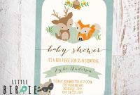 Woodland Ba Shower Invitation Fox Deer Littlebirdieprints within size 1500 X 1224