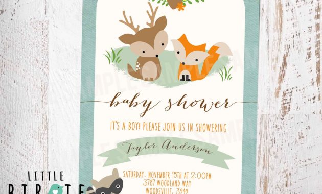 Woodland Ba Shower Invitation Fox Deer Littlebirdieprints within size 1500 X 1224