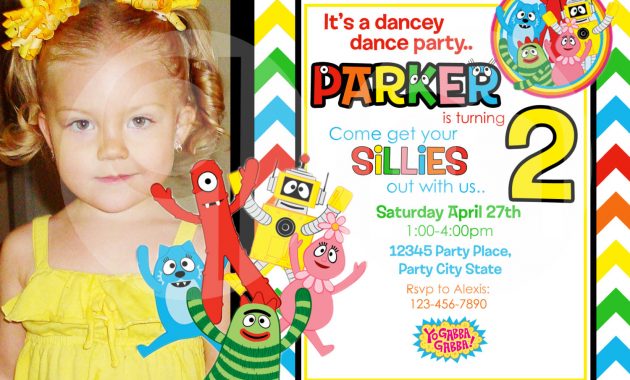 Yo Gabba Gabba Birthday Invitations Free Invitation Templates Drevio with regard to sizing 1500 X 1071